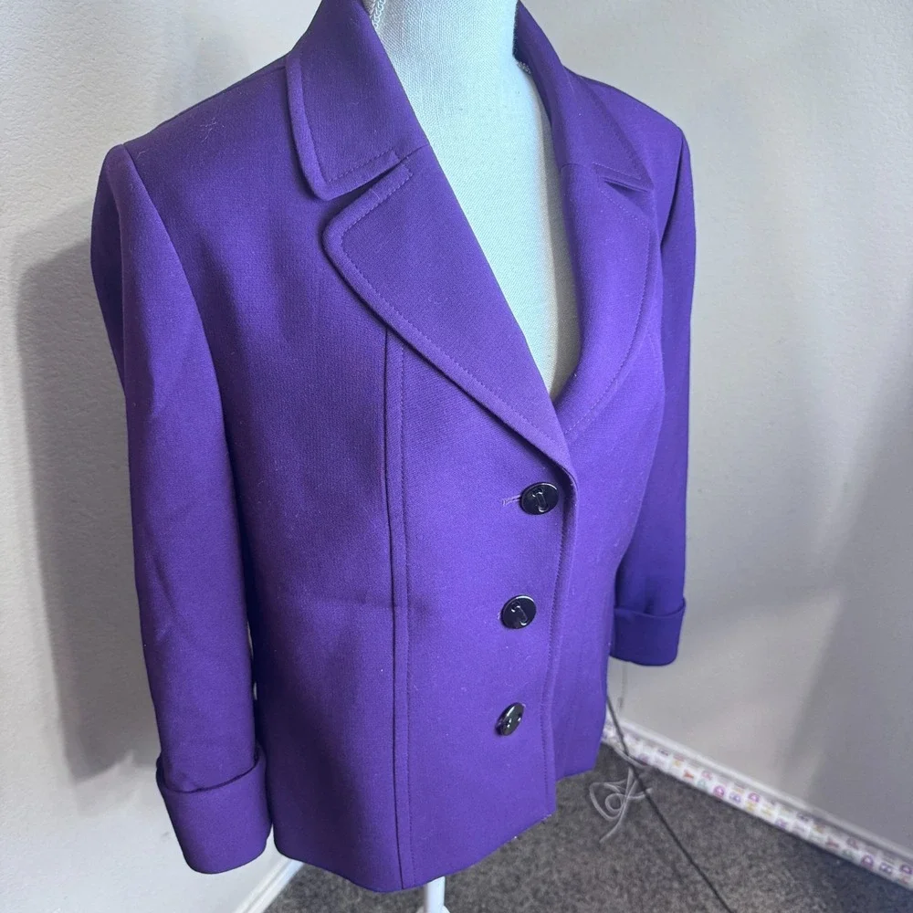 Tahari ASL Purple Blazer Jacket Womens 14 Career office Classic old money